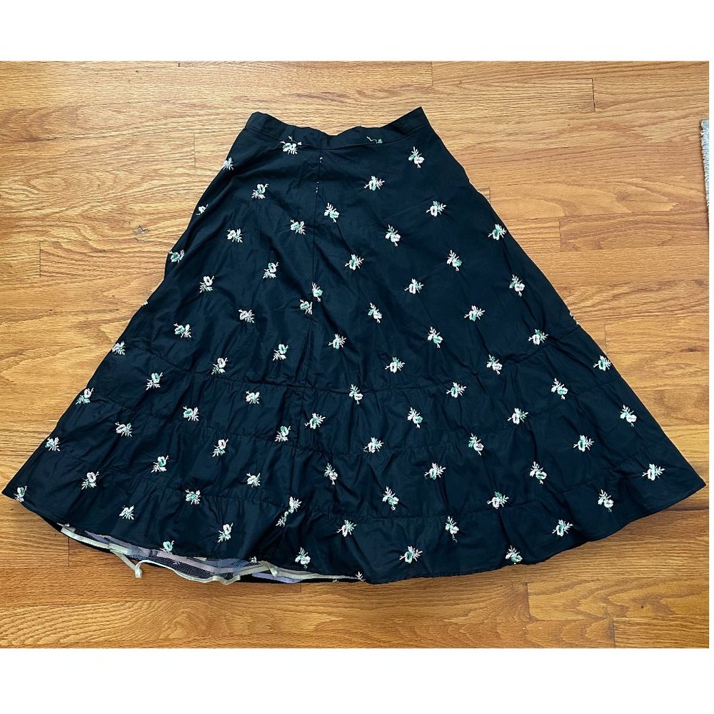 Sydney Bush Original Skirt / Vintage 1950s? / Embroidered Flowers / EUC / XS S